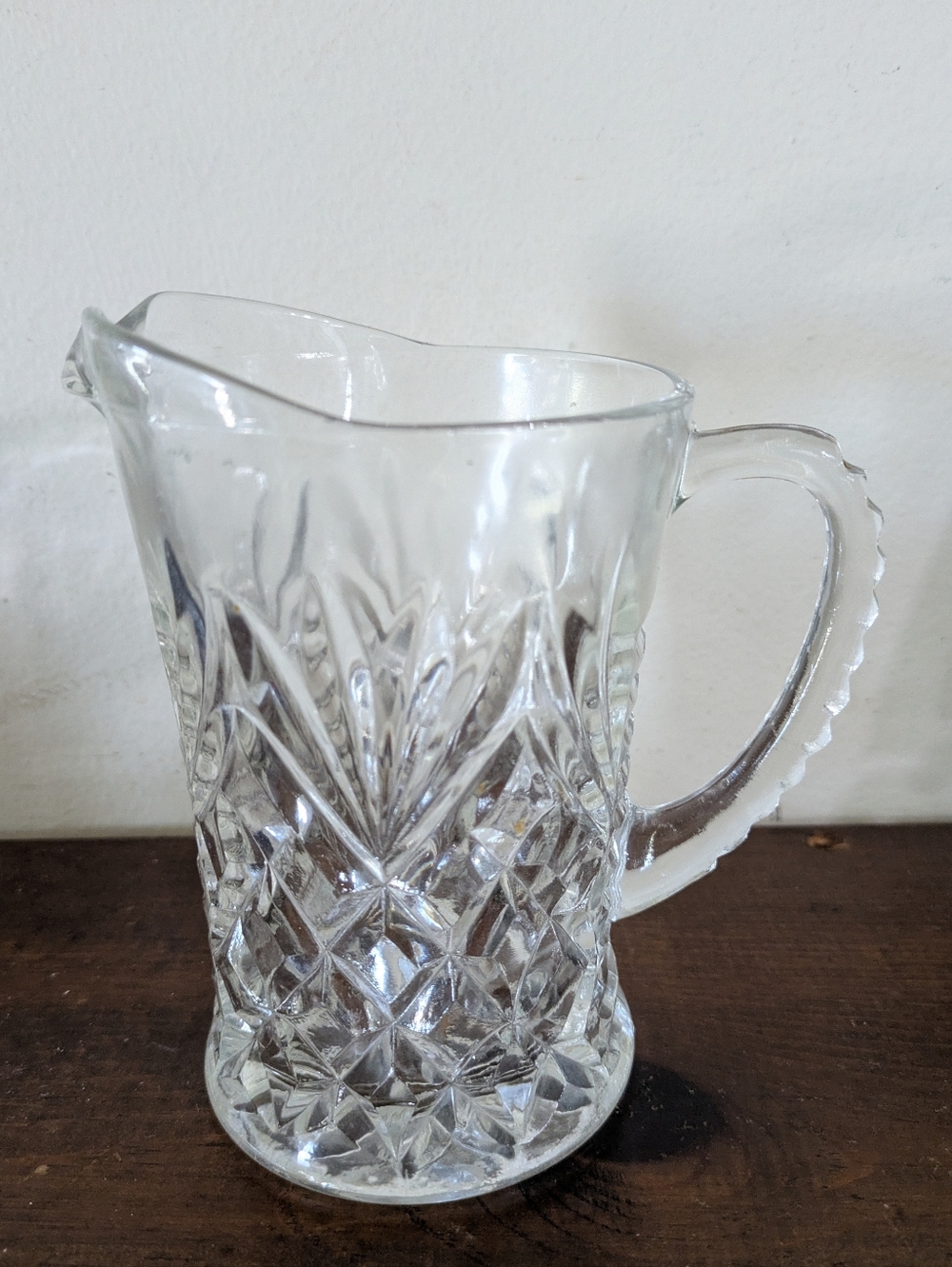 Vintage Anchor Hocking Early American Prescut Pineapple Glass Creamer / Small Pi